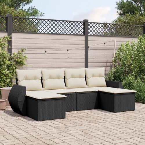 vidaXL Vrtna sedežna garnitura 6-delna z blazinami črna poli ratan Cene