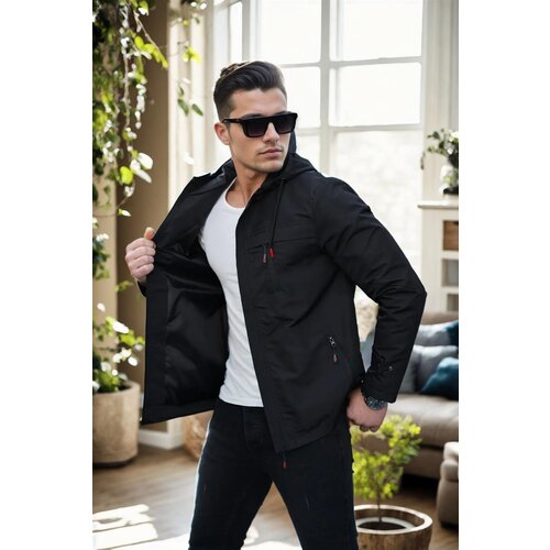 Dewberry 86622 Hooded Mens Seasonal Jacket-BLACK Slike
