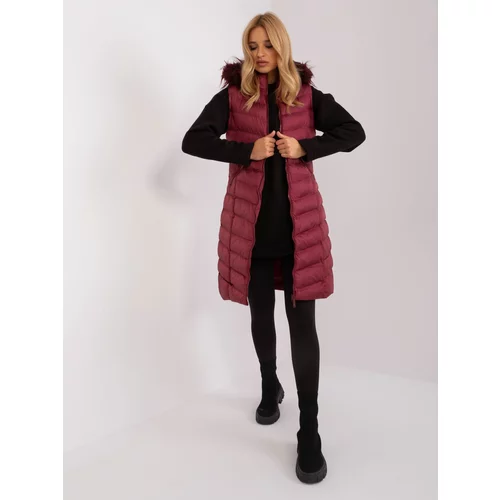 Fashion Hunters Burgundy long quilted vest from RUE PARIS