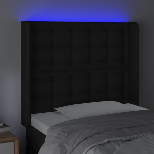  LED uzglavlje crno 83x16x118/128 cm od umjetne kože Slike
