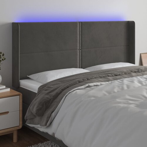  LED uzglavlje tamnosivo 203 x 16 x 118/128 cm baršunasto Cene