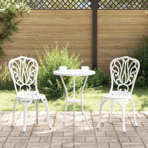 VidaXL 3-delni vrtni bistro set, bel, lahek aluminij, (22016212) Slike
