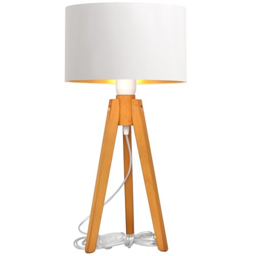  Stona lampa ALBA 1xE27/15W/230V bela/zlatna/hrast Slike