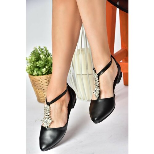 Fox Shoes P726626009 Women's Black Stone Detailed Flat Shoes Slike