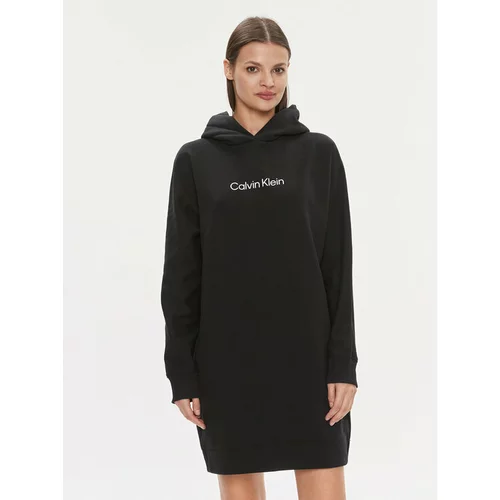 Calvin Klein Pletena obleka Hero Logo Hoodie Dress K20K206897 Črna Regular Fit