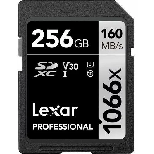 Lexar SD 256GB 1066x SDXC UHS-I cards, 160MB/s read 120MB/s write C10 V30 U3