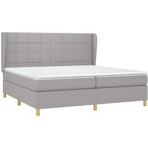  Krevet s oprugama i madracem svjetlosivi 200 x 200cm od tkanine Slike