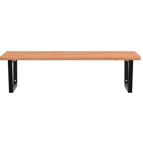  Zidna polica za umivaonik od čelika i masivne bukovine Smeđa 100 x 60 x 2.5 cm Slike