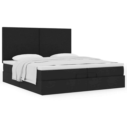 VidaXL Otomanski okvir kreveta s madracima crni 200x200cm od tkanine Slike