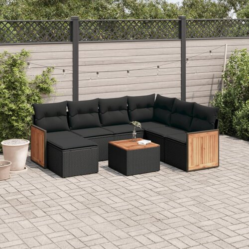 vidaXL 8-dijelni set vrtnih sofa od poliratana s jastucima crni Cijene