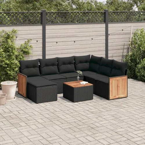 vidaXL 8-dijelni set vrtnih sofa od poliratana s jastucima crni