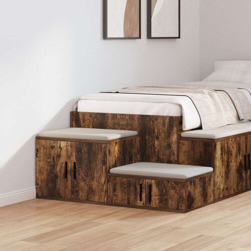 Kabinet za pohranu od dimljenog hrasta 103x41x40 cm inženjersko drvo Cijene