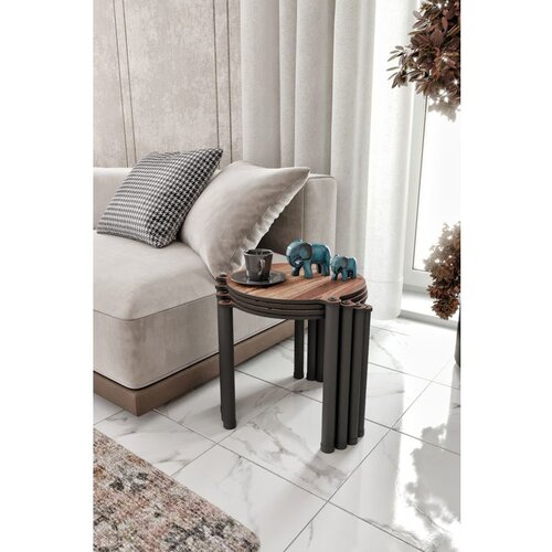 Hanah home stočić za dnevnu sobu lavia 4 - walnut walnut nesting table (4 pieces) Cene