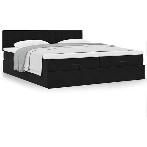 VidaXL Okvir kreveta s madracima crni 160x200cm bar&amp;scaron;unasti Slike