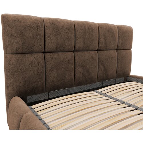 MID.YOU OBLAZINJENA POSTELJA 180 cm x 200 cm , les, tekstil, leseni material rjava Slike