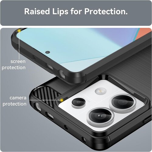Techsuit Carbon Silicone maska za Xiaomi Redmi Note 13 Pro 5G / Poco X6 &amp;ndash; crna Slike