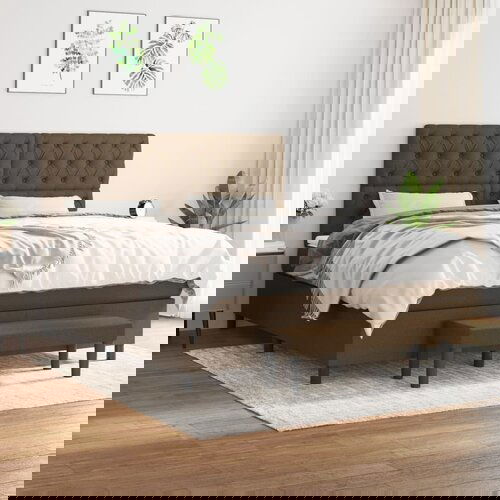The Living Store Box spring postelja z vzmetnico temno rjava 160x200 cm blago - Box Spring Postelja, (21521604) Cene