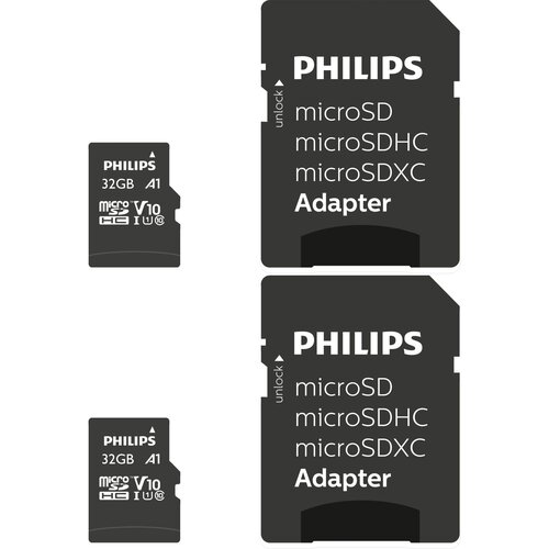 Philips MicroSDHC 2-Pack 32GB Class 10 UHS-I U1 incl. Adapter - set od 2 memorijske kartice sa adapterom Cijene