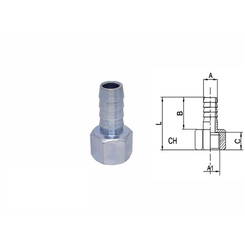  Adapter za creva 10mm, Ženski, 1/4&amp;#039;&amp;#039;, 19x17x32 mm Slike