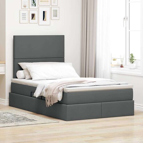  Krevet s prostorom za pohranu s LED-om Tamno siva 120 x 190 cm Cijene