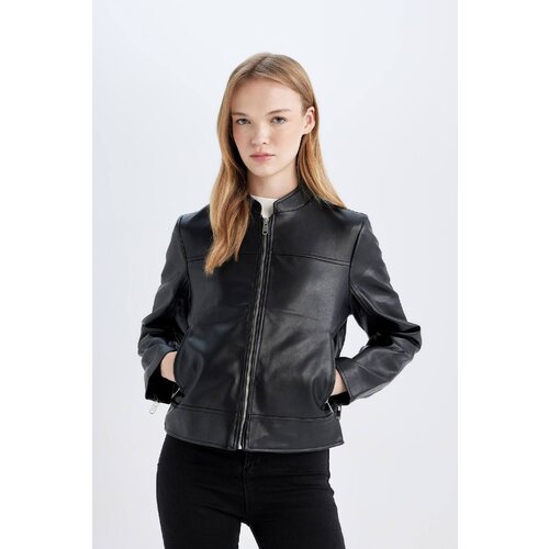 Defacto Regular Fit Zippered Faux Leather Jacket Slike