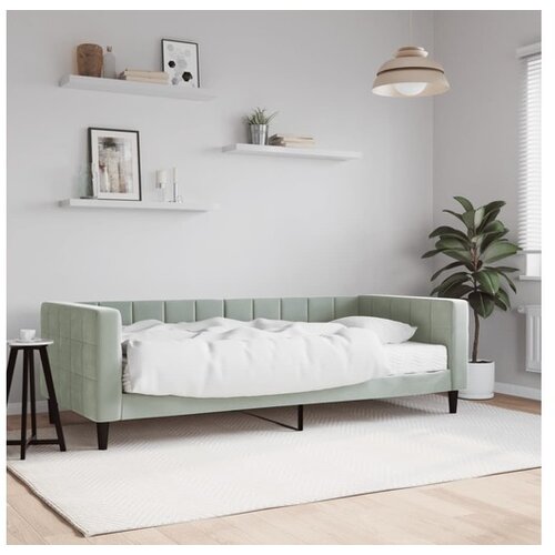 VidaXL Dnevna postelja z vzmetnico svetlo siva 90x190 cm žam Slike
