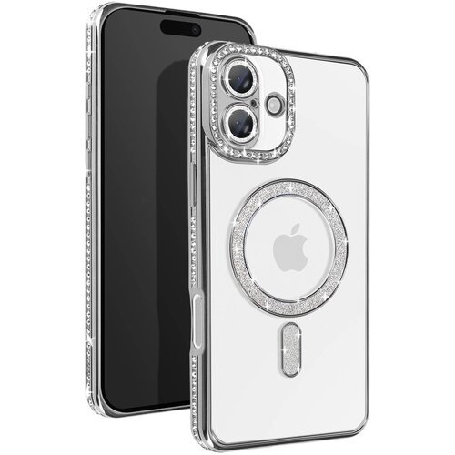 AVIZAR Diamantno ohišje za telefon iiPhone 16 Zaščita MagSafe Contour Strass, Srebrna, (5000013836) Cene
