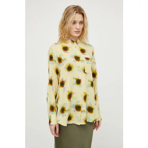 PS Paul Smith Košulja za žene, boja: žuta, regular, s klasičnim ovratnikom