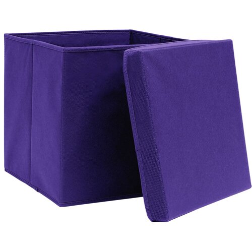  Kutije za pohranu s poklopcima 4 kom 28 x 28 x 28 cm ljubičaste Slike