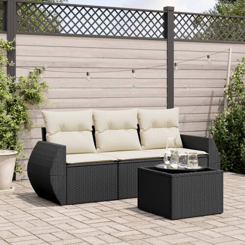  4-dijelni set vrtnih sofa od poliratana s jastucima crni Cijene