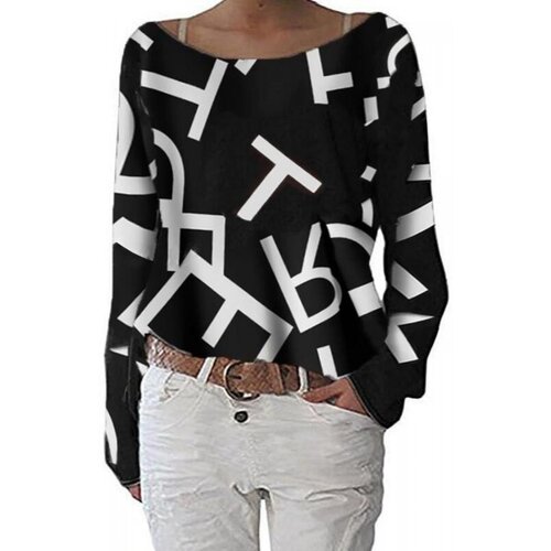 Fenzy Elegantna Bluza Dugih Rukava Osmana, Crna Slike