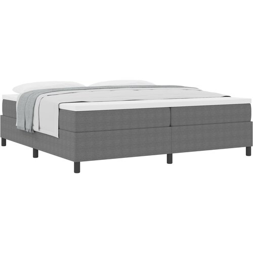 VidaXL Postelja v &amp;scaron;katli z vzmetnico svetlo siva 200x200 cm žametna tkanina, (22083008) Slike
