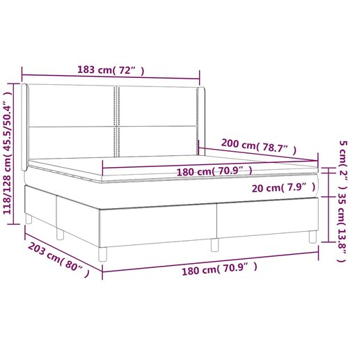  Krevet s oprugama i madracem svjetlosivi 180x200 cm od tkanine Slike