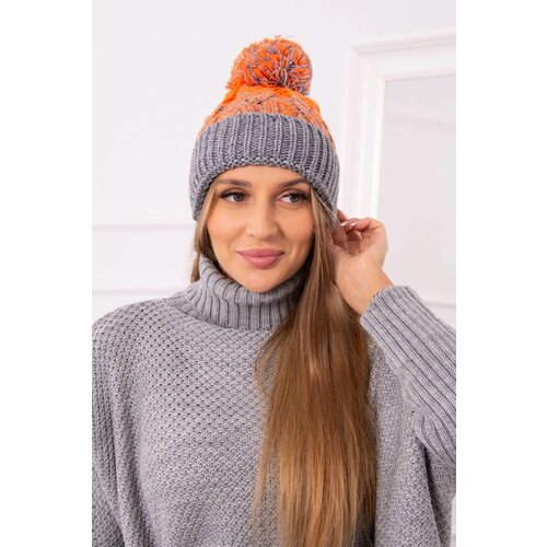 Kesi Cap with a pompom Abigail K326 grey+orange neon Cene