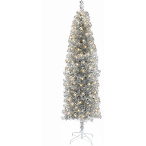  Umjetno vitko božićno drvce 180 cm 300 LED lampica Topla bijela - 180 cm s LED svjetlima Slike