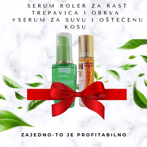  tajlandski set serum roler za rast trepavica i obrva + serum za suvu i o&amp;scaron;tećenu kosu Slike