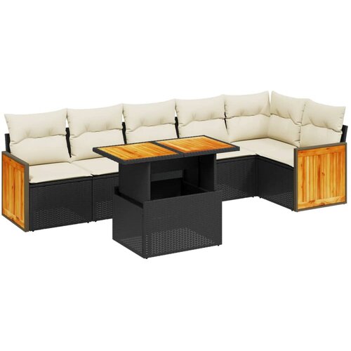 Maison Chic Seti vrtnega pohištva - Vrtna garnitura - Vrtni pohištvo set 7-delna z blazinami črn poli ratan, (21803038) Cene