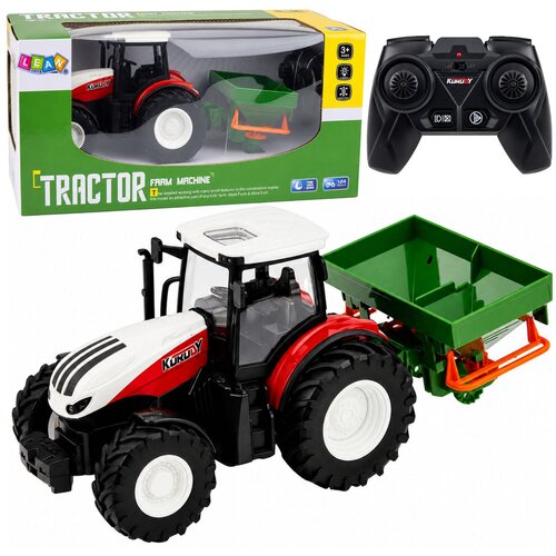 Rc Remote Controlled Agricultural Tractor with Seeder Lights Red 1:24 Slike