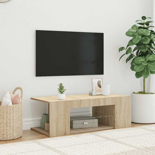 TV ormarić s LED svjetlima boja hrasta sonome 90 x 39 x 30 cm Cijene