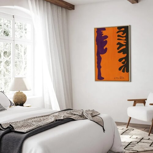 Slika - Henri Matisse &amp;ndash; Black and Violet Arabesques on Orange 80x120 U prirodnom drvenom okviru Slike