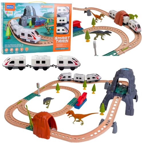 Lean Toys Električni vlakec z dinozavri &ndash; svetlobni in zvočni učinki, interaktivna proga Cene