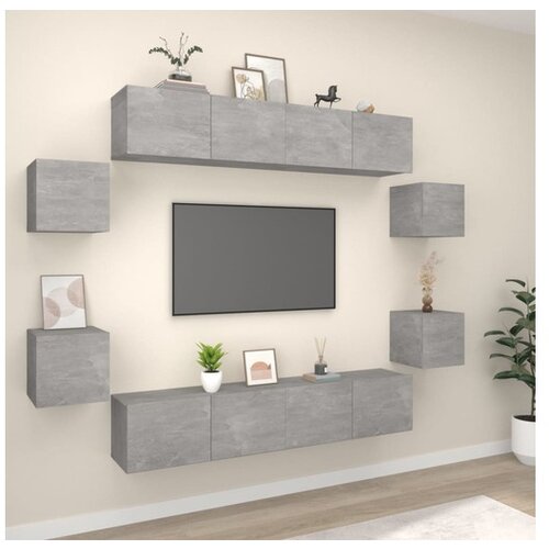 vidaXL 8-dijelni set TV ormarića siva boja betona konstruirano drvo - Beton siva 8 80 cm Cijene