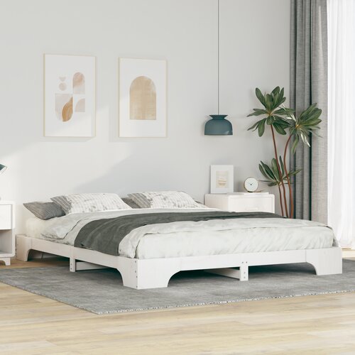 vidaXL Posteljni okvir Bela 160 x 220 cm Trdna borovina Cene