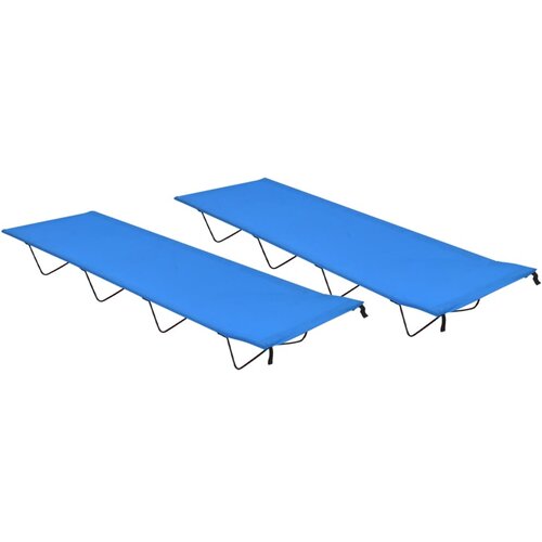 VidaXL Kamp postelja 2 kosa 180x60x19 cm oksford blago in jeklo modra Slike