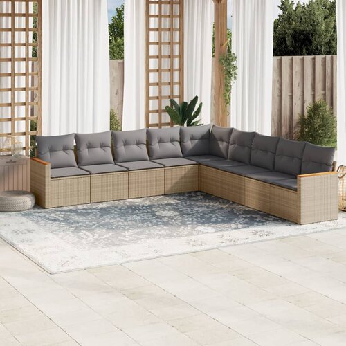  9-dijelni set vrtnih sofa s jastucima bež od poliratana Cijene