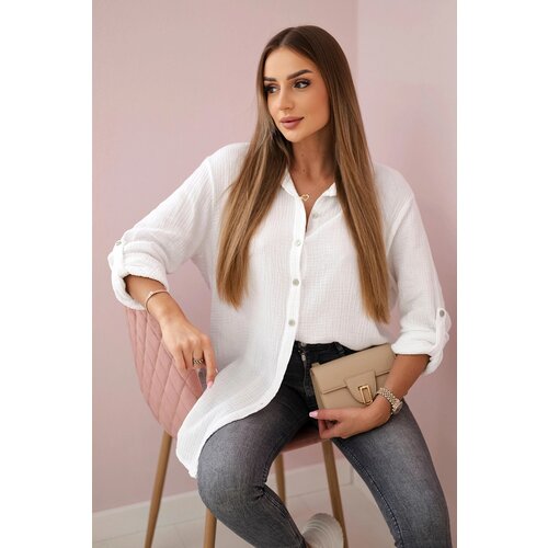 Kesi Włoski Cotton muslin shirt oversize white Cijene