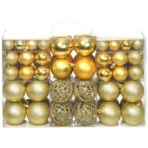 VidaXL Set božićnih kuglica 100 komada 3/4/6 cm zlatni Slike