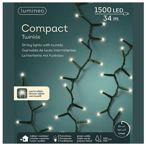  Spoljašnje Led novogodišnje lampice 8 funkcija toplo bele L3400cm Lumineo 495357 Cene