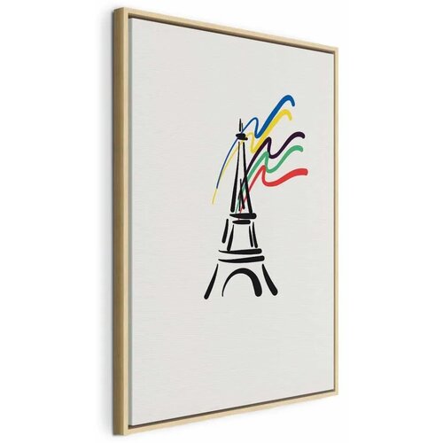  Slika - Eiffel Tower and Colorful Ribbons 40x60 U prirodnom drvenom okviru Cene