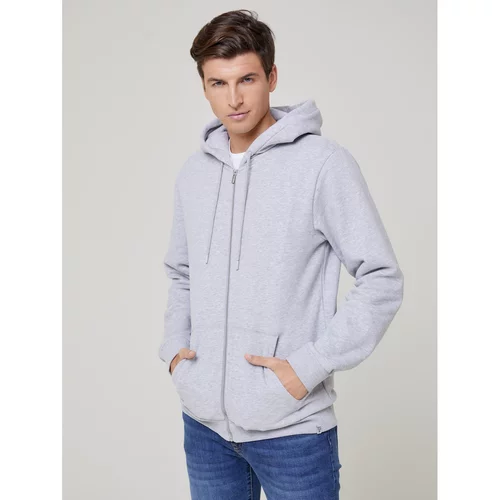 Big Star Man's Zip hoodie Sweat 171496 Grey Knitted-901